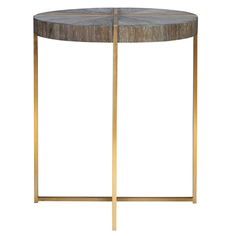Taja Round Accent Table Dark Brown & Gold - Dark Brown / Yellow by Uttermost - View 1