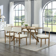Darla 7Pc 70'W Rectangular Walnut Oak Geometric Cross Base Dining Set - sold by Home Elegance USA