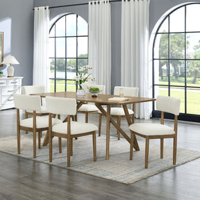 Darla 7Pc 70'W Rectangular Walnut Oak Geometric Cross Base Dining Set - sold by Home Elegance USA