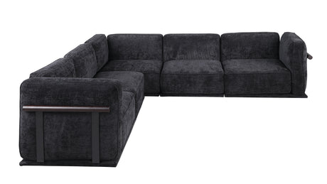 120' length , Fashionable modular sofa with iron and wood frame chenille sofa, black ,uitable for living room - sold by Home Elegance USA