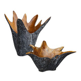 Starpetal Indoor-Outdoor Wooden Bowls (Set of 2) Black / Woodtone - Black / Light Brown by Uttermost - View 1