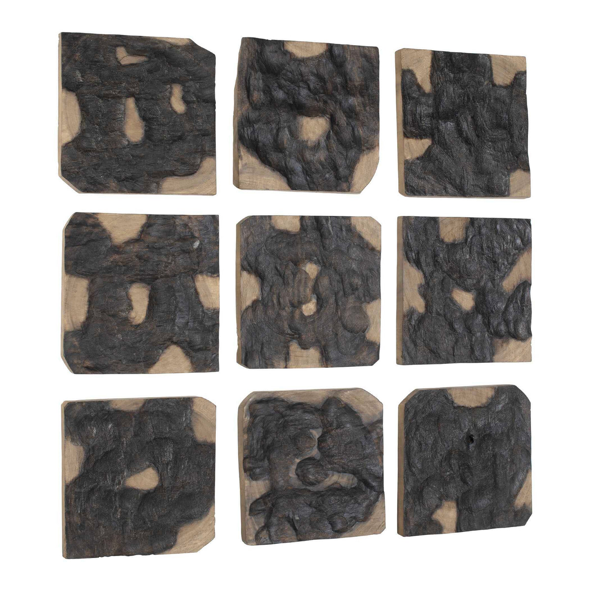 Ignite Wood Wall Decor (Set of 9) Black / Woodtone - Black / Light Brown by Uttermost - View 3