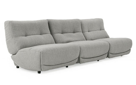 Divani Casa Basil - Modern Grey Fabric Large Sofa With 3 Electric Recliners