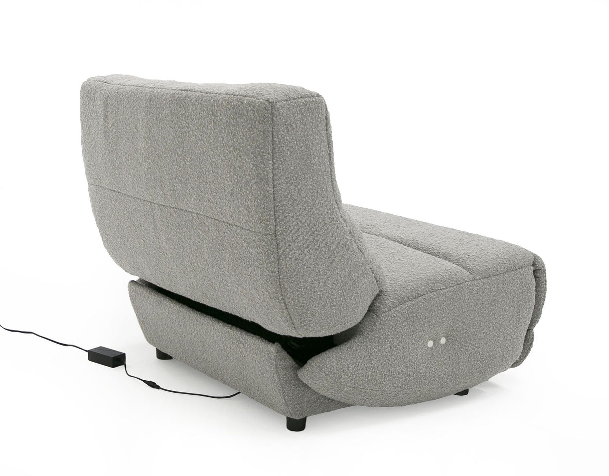 Divani Casa Basil - Modern Grey Fabric Large Electric Recliner Chair - Home Elegance USA