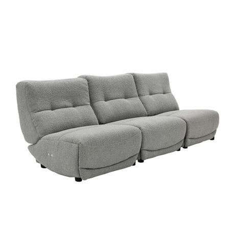 Divani Casa Basil - Modern Grey Fabric Small Sofa With 3 Electric Recliners