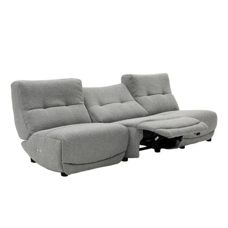 Divani Casa Basil - Modern Grey Fabric Small Sofa With 3 Electric Recliners