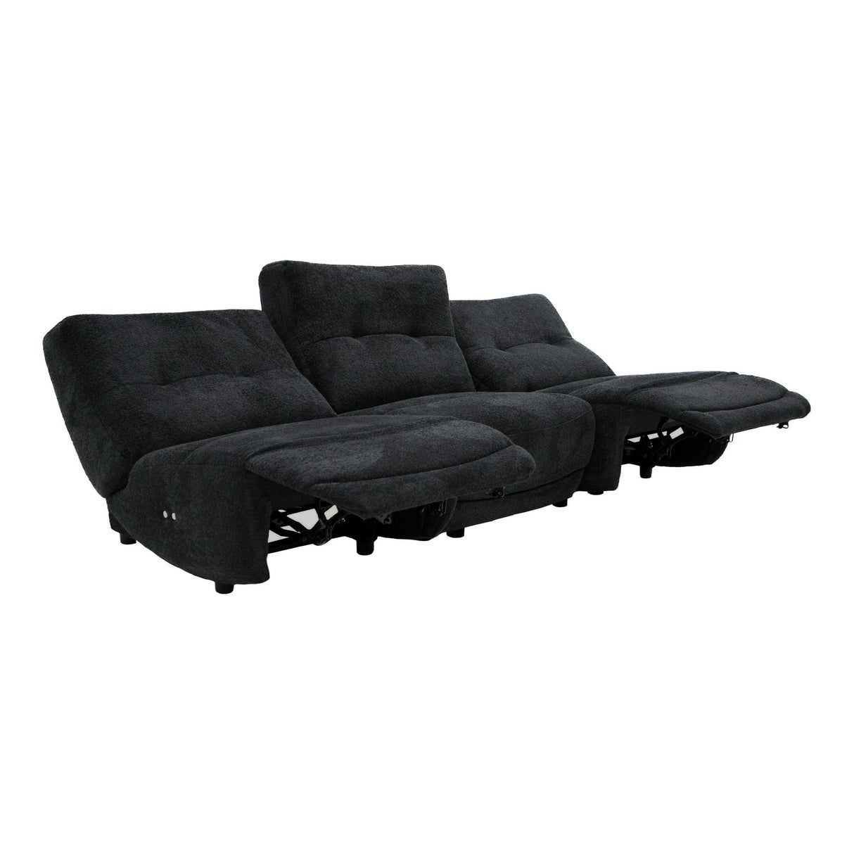 Divani Casa Basil - Modern Dark Grey Fabric Large Sofa With 3 Electric Recliners
