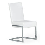 Modrest Batavia - Modern White & Stainless Steel Dining Chair (Set of 2)