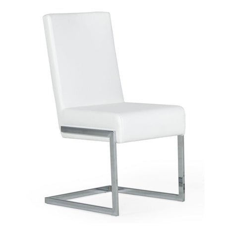 Modrest Batavia - Modern White & Stainless Steel Dining Chair (Set of 2)