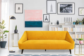 Baylee Sofa Maize Yellow Velvet Upholstered 80 inch - Modern Space-Saving Design