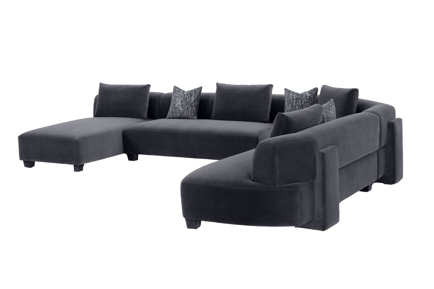 Divani Casa Bayou - Contemporary Grey Velvet U Shaped Sectional Sofa - Home Elegance USA