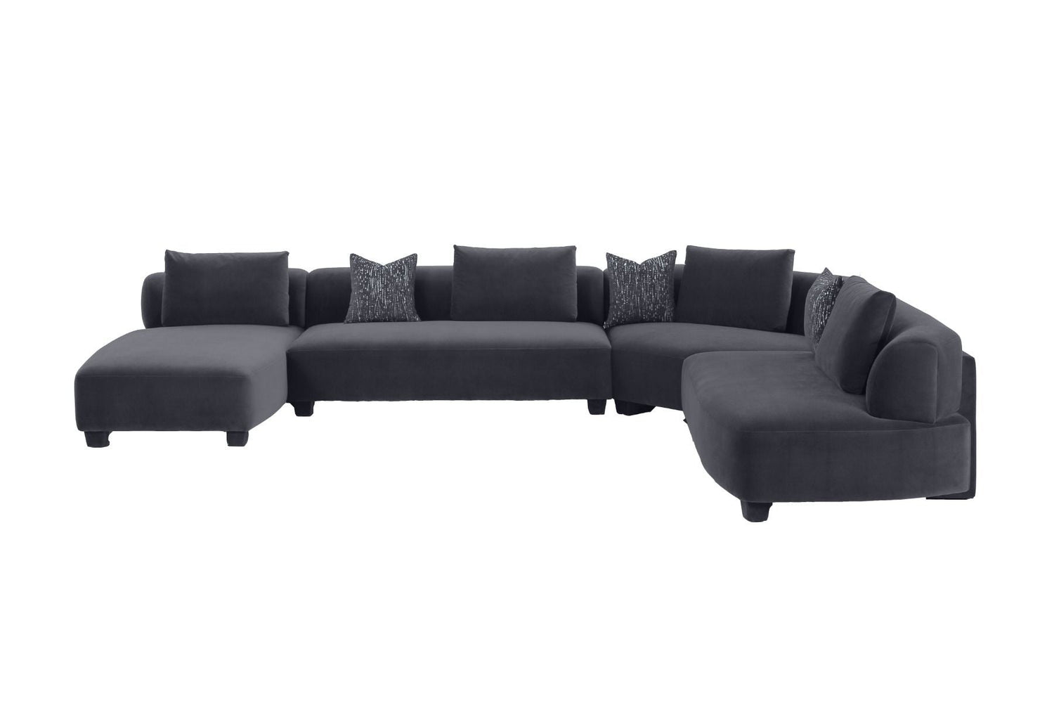 Divani Casa Bayou - Contemporary Grey Velvet U Shaped Sectional Sofa - Home Elegance USA