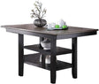 1pc Counter Height Dining Table Dark Coffee Finish Kitchen Breakfast Dining Room Furniture Table w 2x Storage Shelve Rubber wood | Home Elegance USA