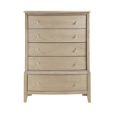Classic Farmhouse Style Five-Drawer Storage Chest Beige Finish Wooden Bedroom Furniture 1pc Strong Durable