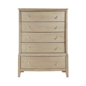Classic Farmhouse Style Five-Drawer Storage Chest Beige Finish Wooden Bedroom Furniture 1pc Strong Durable