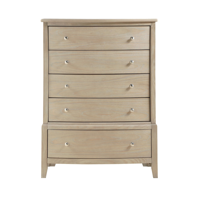 Classic Farmhouse Style Five-Drawer Storage Chest Beige Finish Wooden Bedroom Furniture 1pc Strong Durable