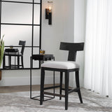 Idris Modern Wood Counter Stool Black & White - Black / White by Uttermost - View 2