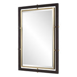 Bach Rectangle Mirror Walnut & Brass - Gold / Dark Brown by Uttermost - View 5