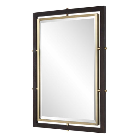 Bach Rectangle Mirror Walnut & Brass - Gold / Dark Brown by Uttermost - View 5