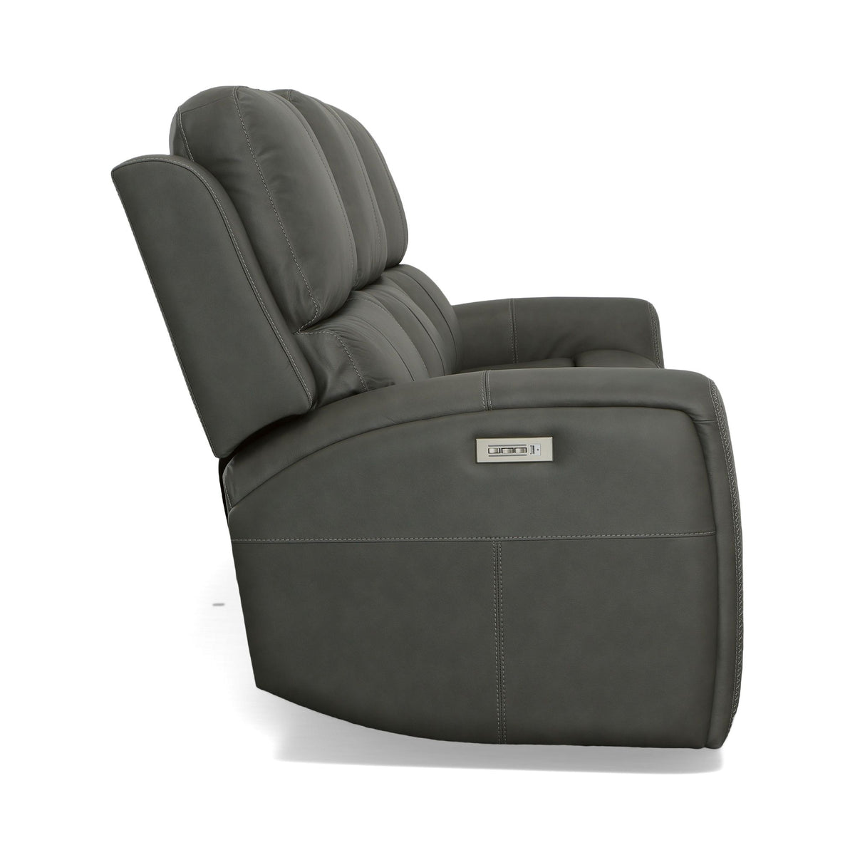 Linden Power Reclining Sofa With Power Headrests & Lumbar - Charcoal | Flexsteel