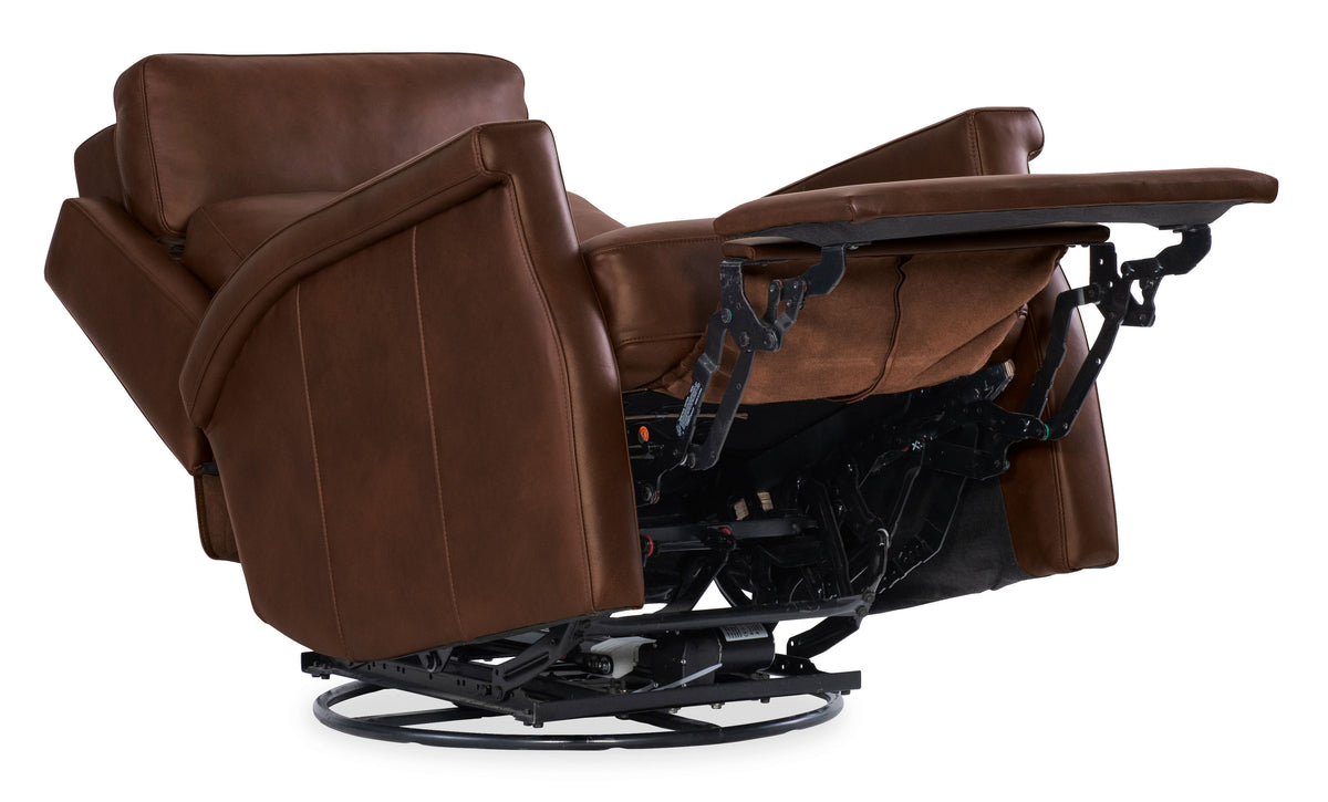 Kaufman ZG Swivel Power Recliner With Pop-Up Headrest - Dark Brown by Hooker Furniture - View 4