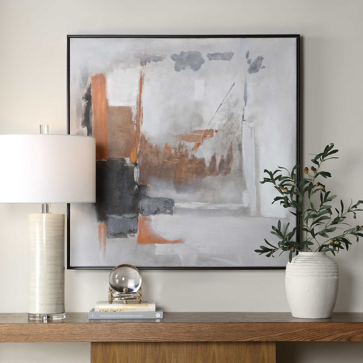 Heat Of The Moment Abstract Art - Gray / Orange by Uttermost - View 2