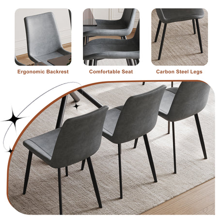 59-inch Expandable Dining Table Set with 8 Gray Ergonomic Chairs, Black Sandblasted Glass Top & X-Base, 4-6 Seater Modern Dining Set for Small Spaces, Kitchen and Apartment - sold by Home Elegance USA