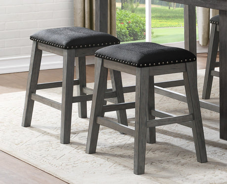 Gray Finish 5pc Counter Height Set Multifunctional Counter Height Table with 4 Stools Black Faux Leather Upholstery Nailhead Trim Dining Room Furniture - sold by Home Elegance USA