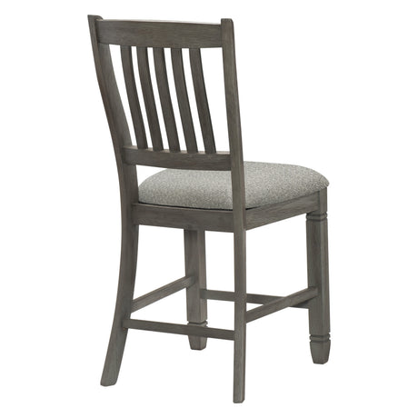 Antique Gray Dining Furniture Counter Height Table w Drawers Wine Rack Shelf and 6x Counter Height Chairs 7pc Set Dining Set Classic Style - sold by Home Elegance USA