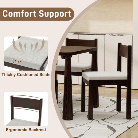 TREXM 7-Piece Retro Dining Table Set for 6, Wood Dining Table Set for 6 with Upholstered Chairs for kitchen & Dining Room (Espresso) - sold by Home Elegance USA