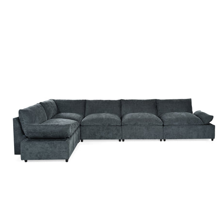 115.5' Modular Deep Gray Sectional Sofa with Durable Polyester Upholstery, Plush Cushions, Hidden Storage Compartments, and Versatile Design for Living Room, Lounge, or Office' - sold by Home Elegance USA