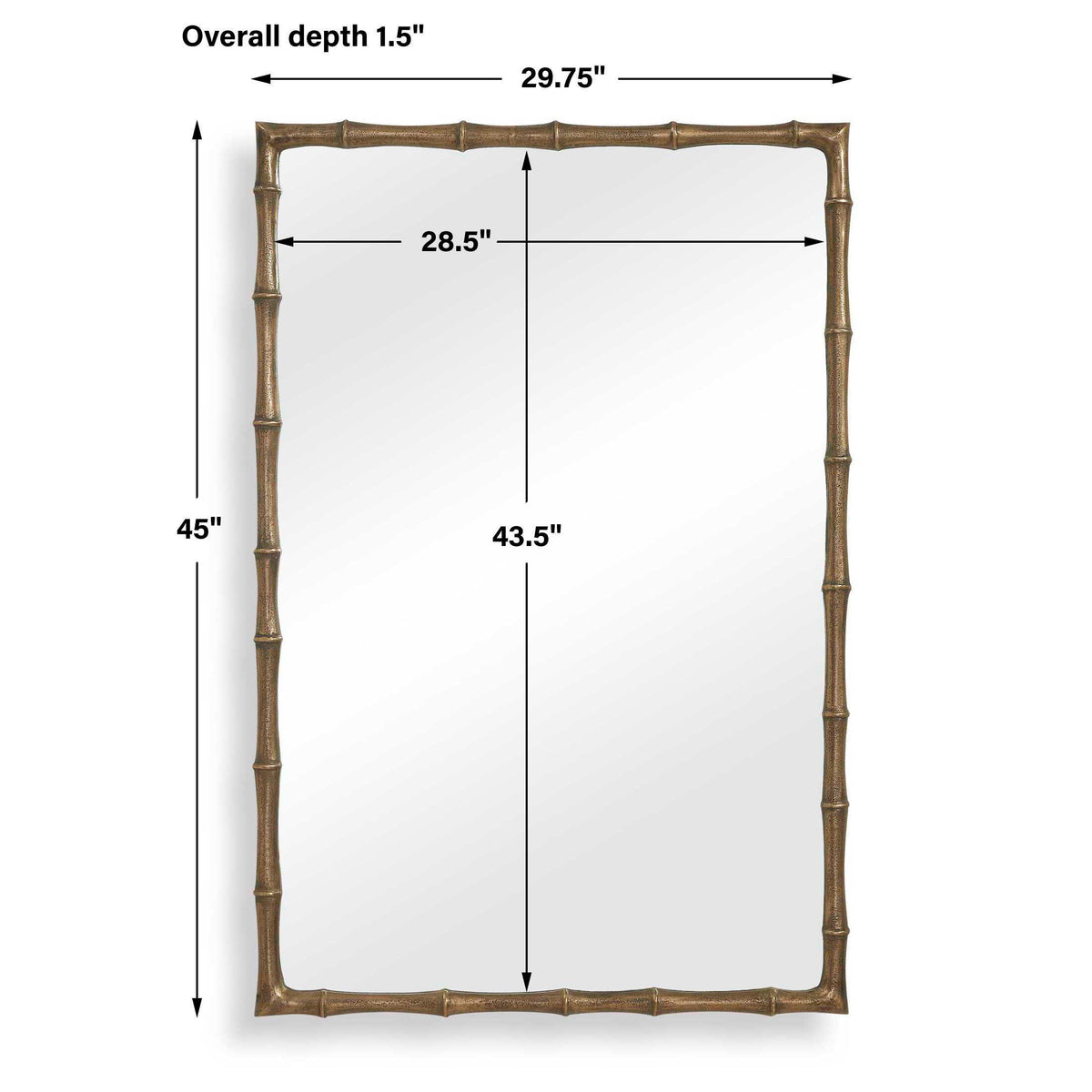 Brass Bamboo Rectangle Mirror - Gold by Uttermost - View 6