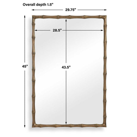 Brass Bamboo Rectangle Mirror - Gold by Uttermost - View 6