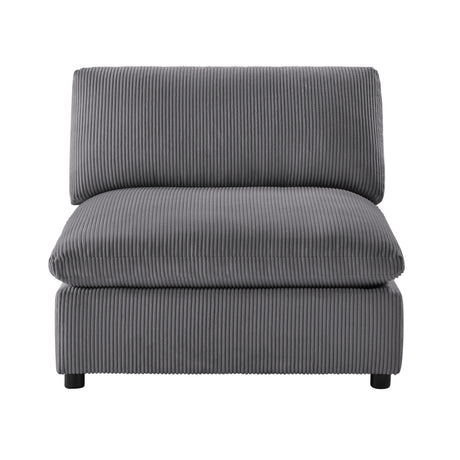 Chelsea Modular 5-Piece Sectional in Charcoal with Plush Polyester Upholstery and Removable Wood Legs - sold by Home Elegance USA