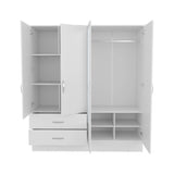 Gangi 160 Armoire, 4-door wardrobe , Two Mirrors, Metal Hardware, Two Drawers, Rod, Ten Shelves, White -Bedroom - sold by Home Elegance USA