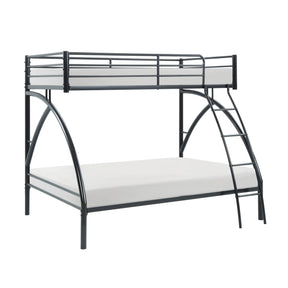 Black Metal Frame Twin/Full Bunk Bed, Youth Bed, Youth Bedroom Furniture, Easy Assembly - sold by Home Elegance USA