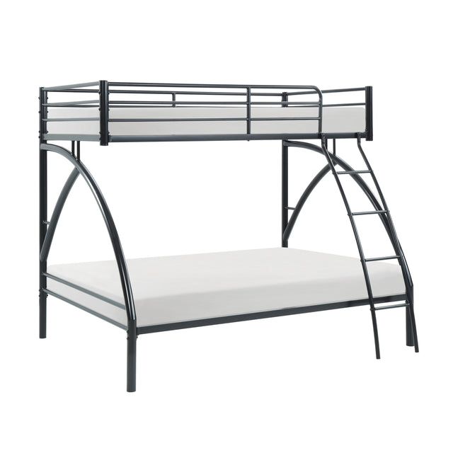 Black Metal Frame Twin/Full Bunk Bed, Youth Bed, Youth Bedroom Furniture, Easy Assembly - sold by Home Elegance USA