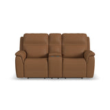 Sawyer Power Reclining Loveseat With Console, Power Headrests, Lumbar - Dark Brown | Flexsteel