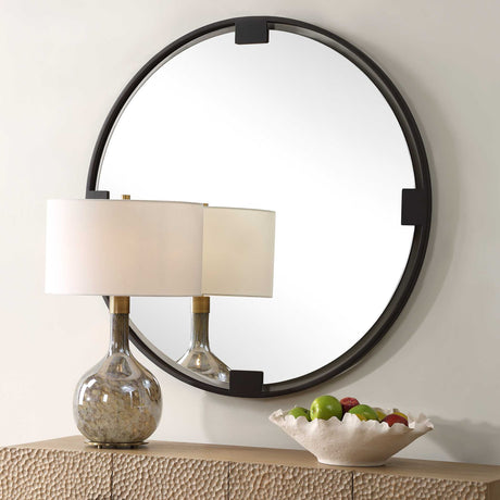 Cornelia Black Round Mirror by Uttermost - View 3