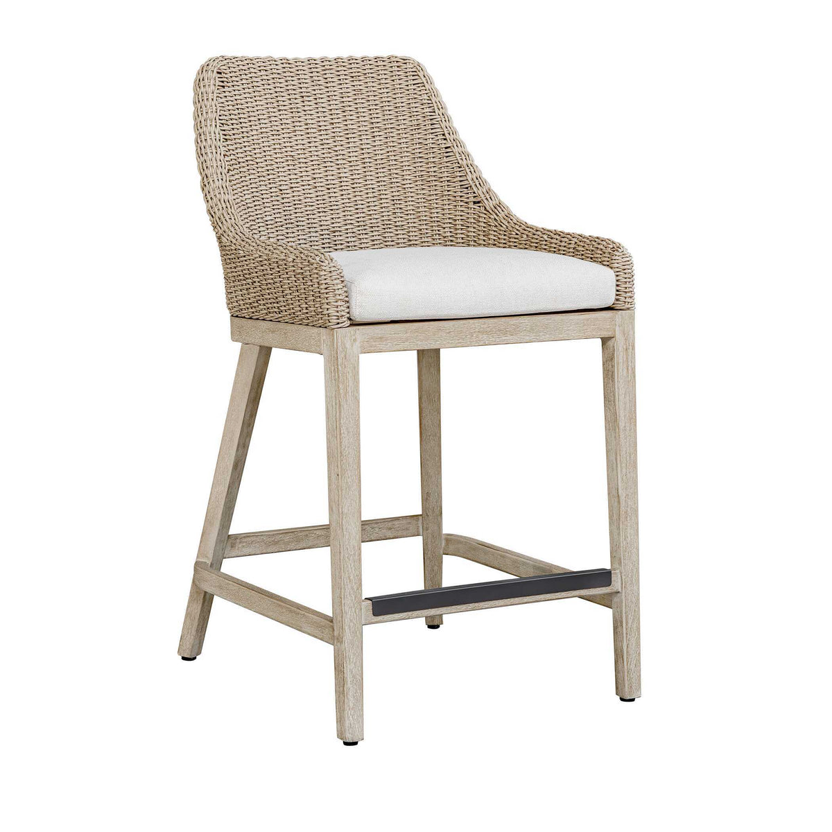 Paloma Outdoor Wicker Counter Stool Brown / Gray / White - Light Brown / White by Uttermost - View 3