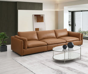 Brighton Brown Top Grain Leather 3 Pieces Modular Sectional - sold by Home Elegance USA