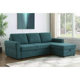 Kenna Teal Blue Sleeper Sofa Sectional with Storage