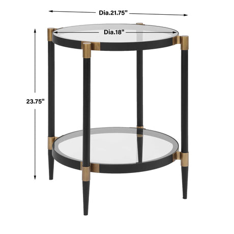 Chadid Round Glass Side Table - Black by Uttermost - View 8