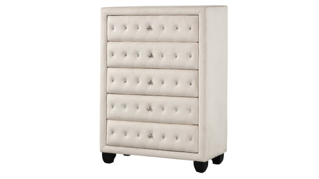 Encore Modern Style Tufted and Upholstered Queen 5PC Bedroom set made with wood in Beige(NJ Inventory) - sold by Home Elegance USA