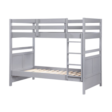 Bunk Bed Twin Over Twin Gray Finish Sturdy Wood Frame Guard Rails Youth Bedroom Furniture 1pc - sold by Home Elegance USA