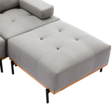 100.7'' L - Shape Sectional Sofa 3 - Seater Couches with a Removable Ottoman, Comfortable Fabric for Living Room, Apartment, Grey - SG001210AAE - image - 18