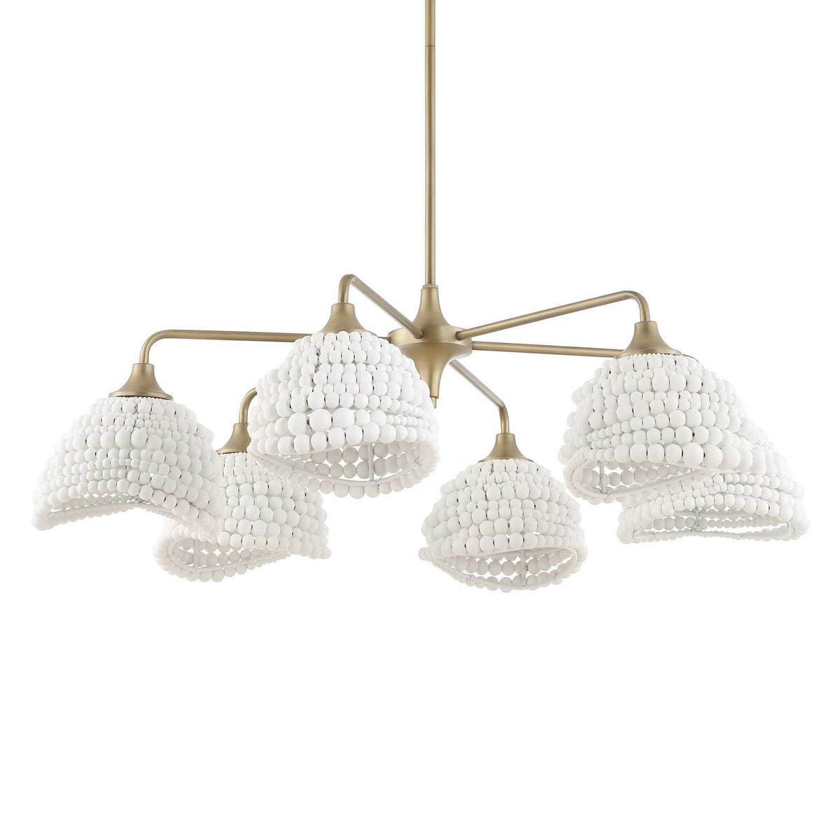 Biddeford 6 Light Beaded Pendant - Gold / White by Uttermost - View 7