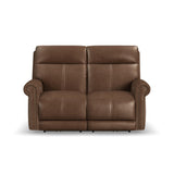 Alexander Power Reclining Loveseat With Power Headrest & Lumbar - Khaki Brown | Flexsteel
