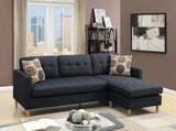 Black Polyfiber Sectional Sofa Living Room Furniture Reversible Chaise Couch Pillows Tufted Back Modular Sectionals | Home Elegance USA