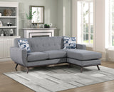 Solid Wood Reversible Sofa Chaise Gray Chenille Upholstered Decorative Pillows Mid-Century Modern Living Room Furniture 1pc